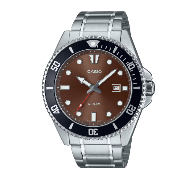 Casio Men 3H Watch - Silver / Brown / Black | MDV-107D-5AVDF