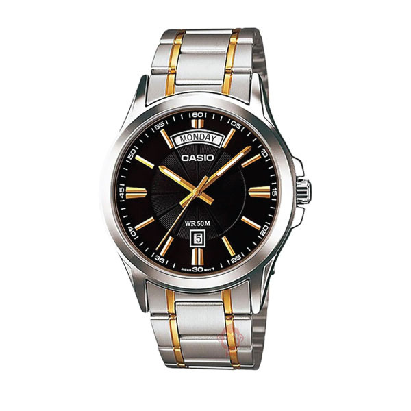 Casio Men 3H Watch - Silver / Gold / Black | MTP-1381G-1AVDF