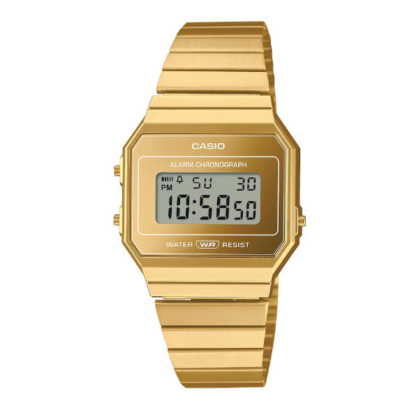 Casio Vintage Digital Unisex Watch Gold-Plated Case, Gold-Plated Dial , Gold-Plated Stainless Steel Band | A700WEVG-9ADF