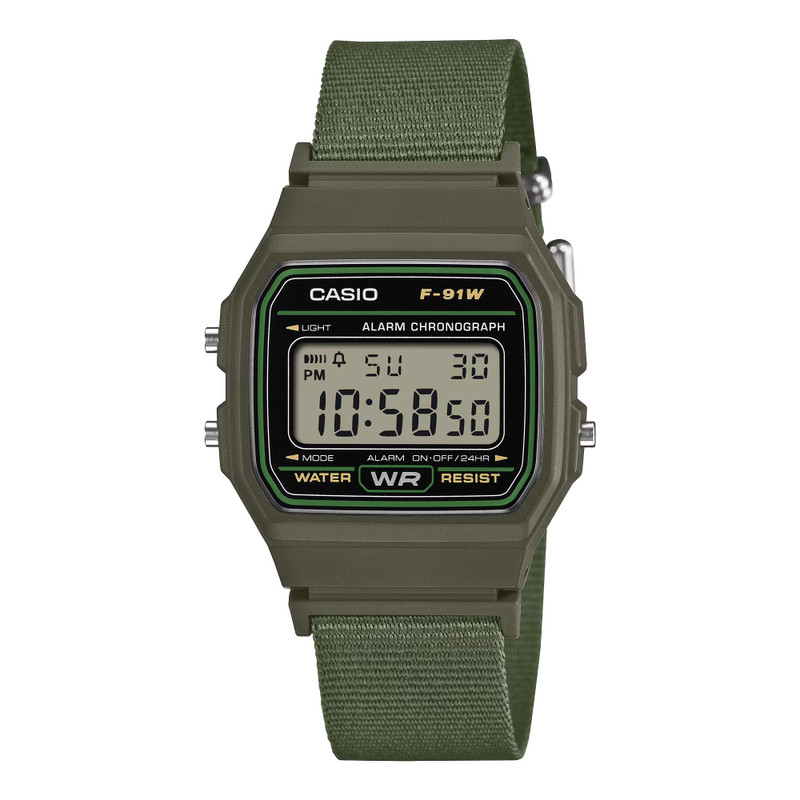 Casio Men's Digital Watch Cloth Band Black | F-91WF-3ADF
