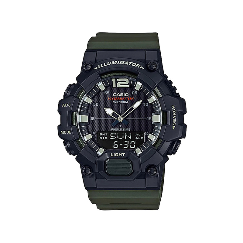 Casio Analog Watch Black Green Resin | HDC-700-3AVDF