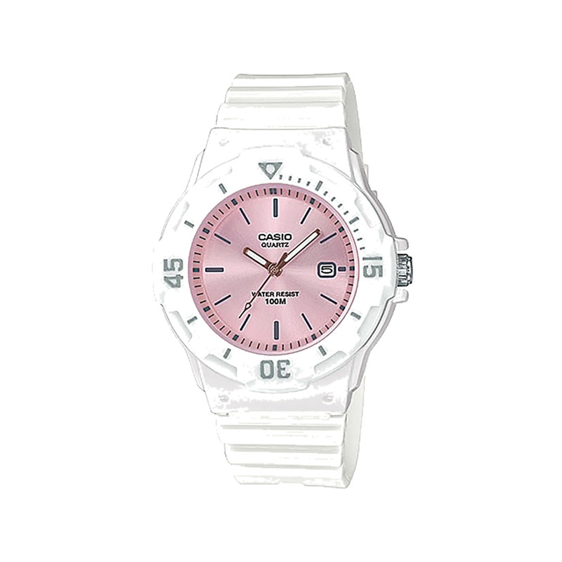 Casio Watch Pink Dial White Resin Band | LRW-200H-4E3VDF