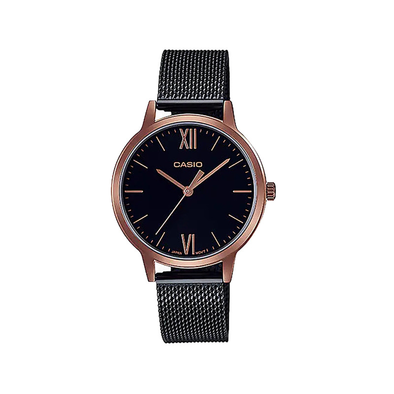 CASIO Analog Watch Black Rose Gold | LTP-E157MRB-1BDF