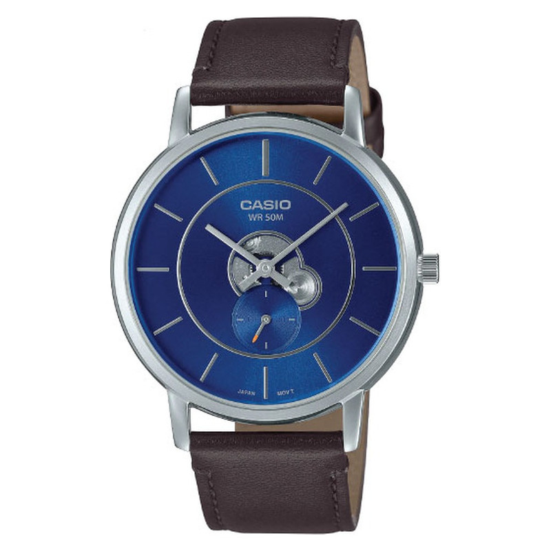 CASIO casio-men-3h-watch- Men's Analog Watch Blue Leather | MTP-B130L-2AVDF