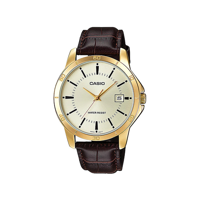Casio Analog Watch Gold Brown Leather | MTP-V004GL-9AUDF