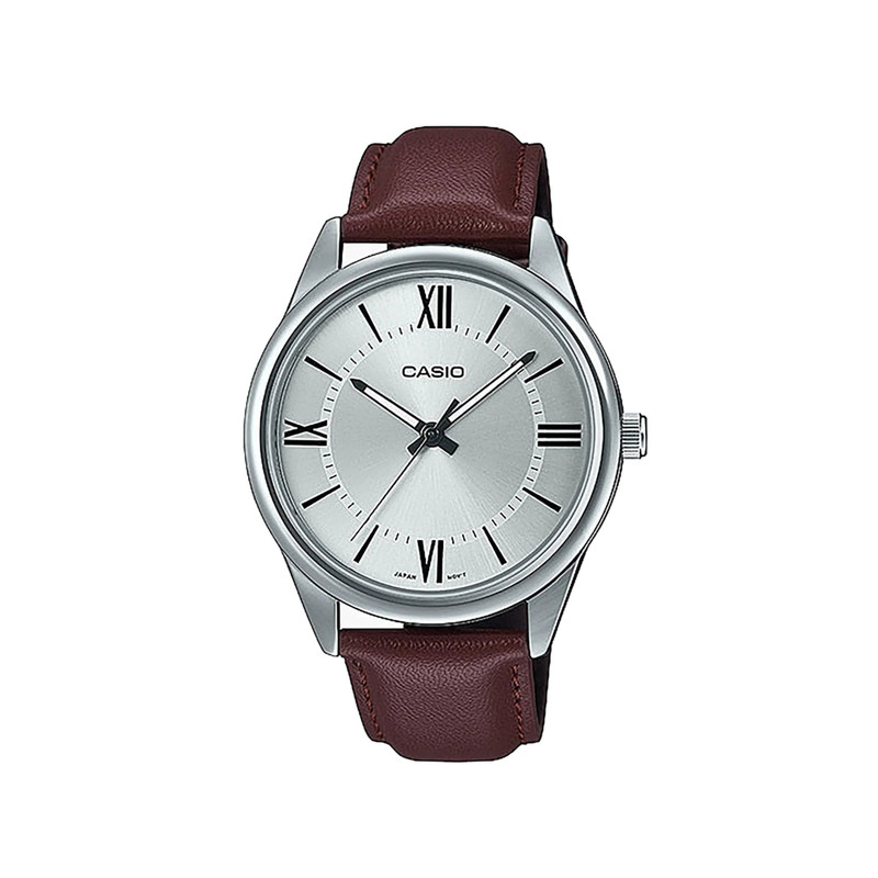 Casio Analog Watch Silver Black Leather | MTP-V005L-7B5UDF