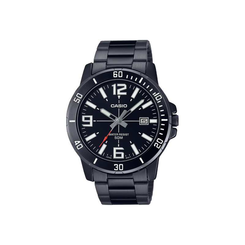 Casio Analog Watch Black Stainless Steel | MTP-VD01B-1BVUDF