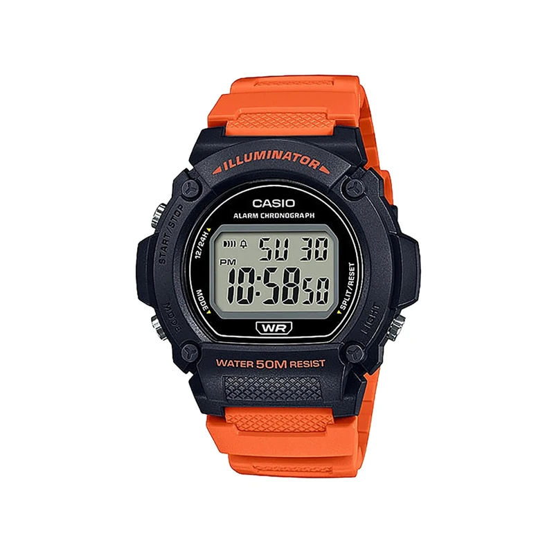 Casio Digital Watch White Resin Orange Band | W-219H-4AVDF