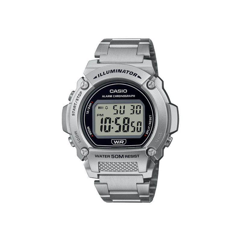 Casio Digital Watch Silver 48mm | W-219HD-1AVDF