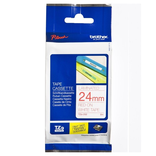 Brother TZe252 Red On White (24mm) Tapes | TZe-252