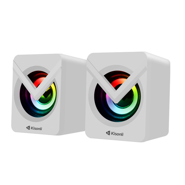 Kisonli L-1040 Wired USB Computer System Speaker, White| L-1040