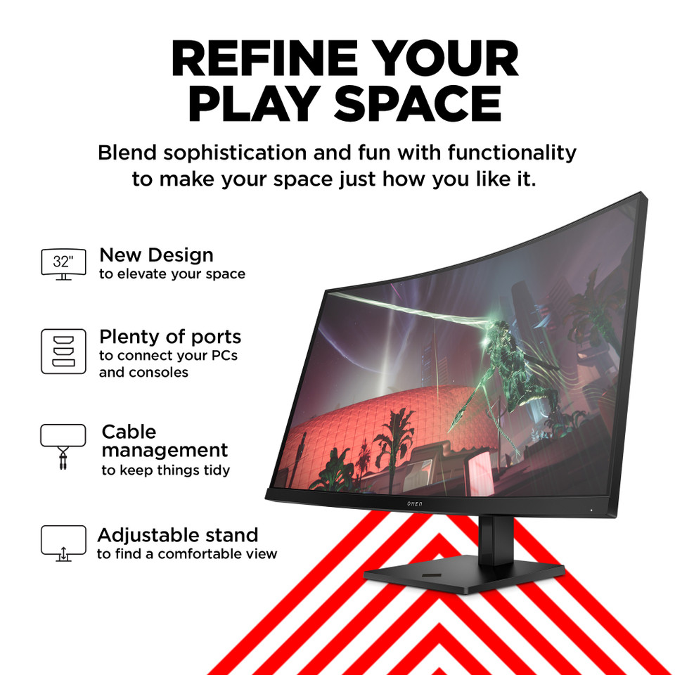 HP OMEN 32c 31.5 inch QHD 165Hz Curved Gaming Monitor ,Black | 780K6AA# ...