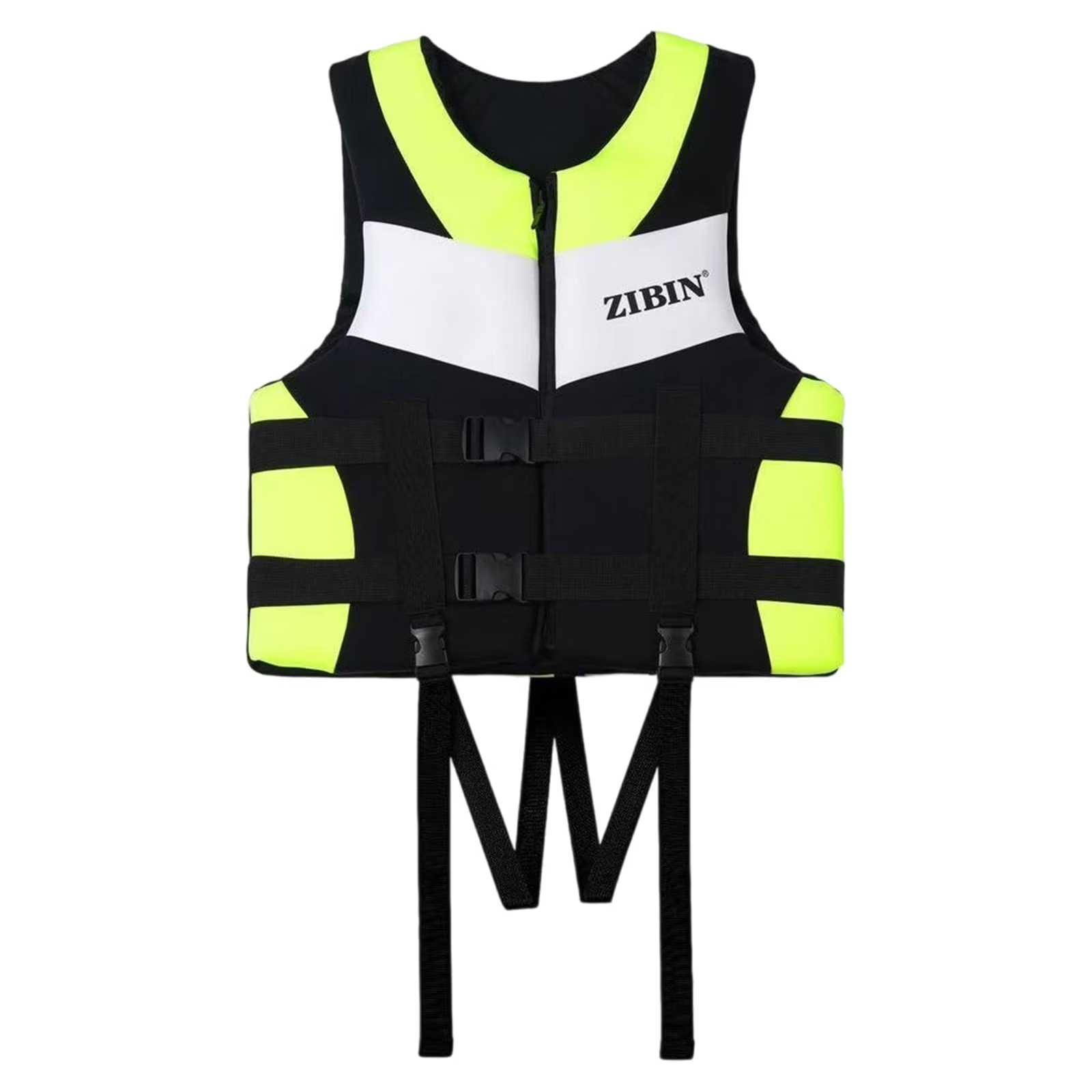 ZIBIN Life Jacket Safety Vest - Black & Neon Yellow, Size L | 585-21