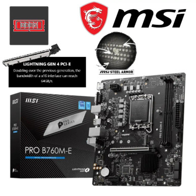 MSI PRO B760M-E DDR5 Motherboard, Micro-ATX – Supports Intel 12th