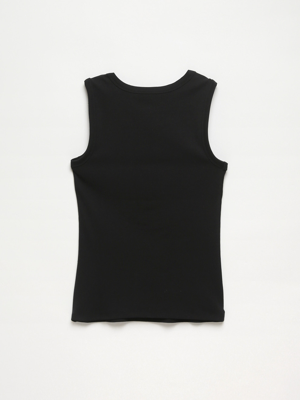 Stretch Cotton Black Hi-Neck Tank