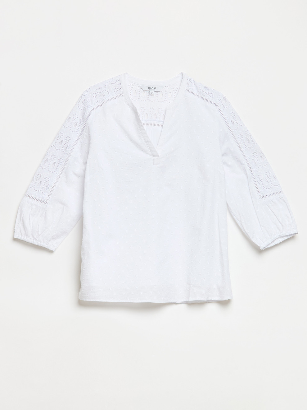 Petite Crochet Three-Quarter Sleeve Blouse