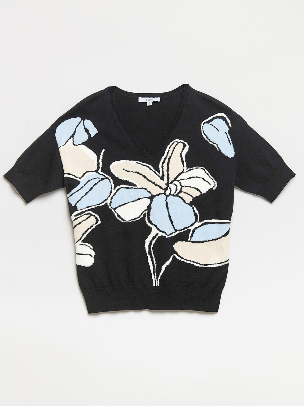 Floral V-Neck Pullover