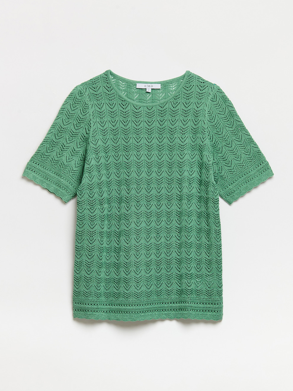 Short Sleeve Sage Pointelle Sweater