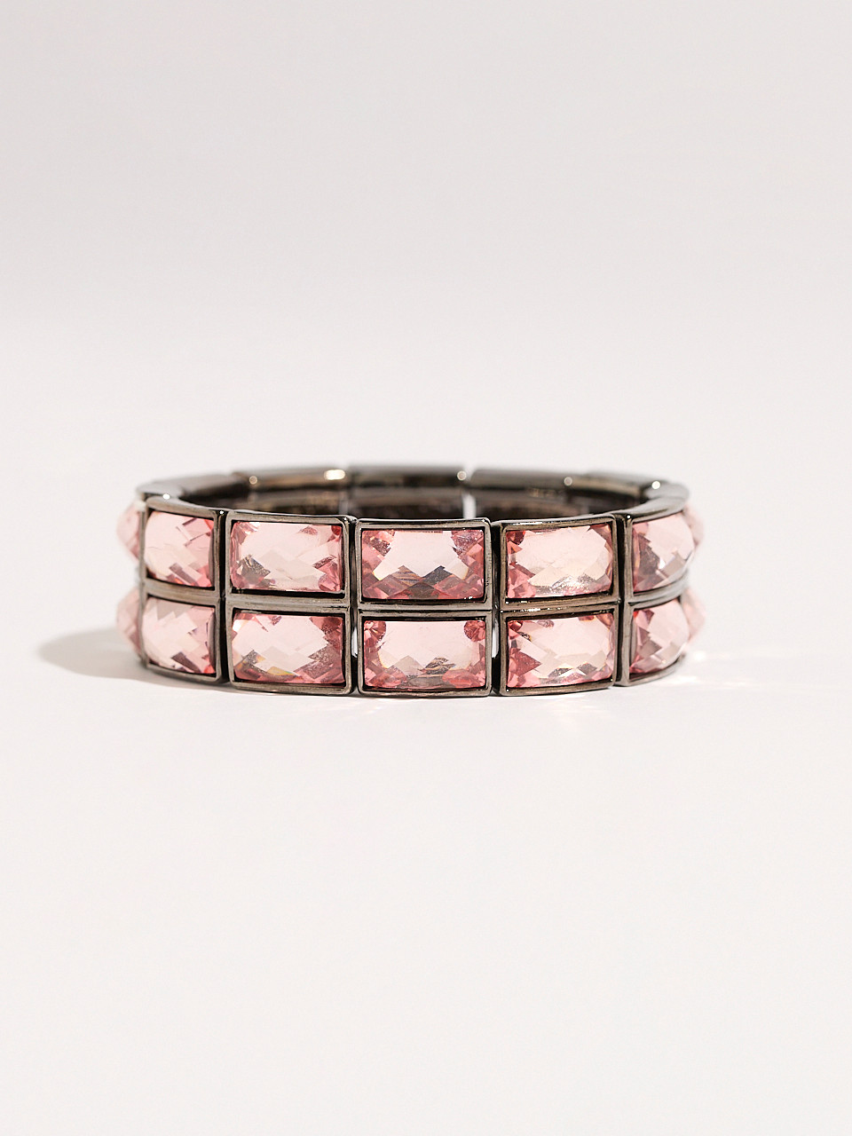 Double-Layer Faceted-Stone Stretch Bracelet