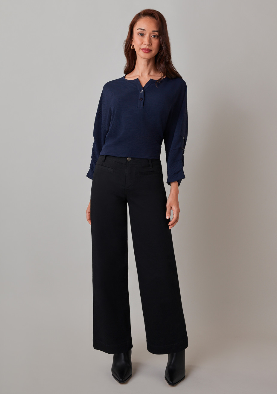 Haylie Wide Leg Denim Jean Black
