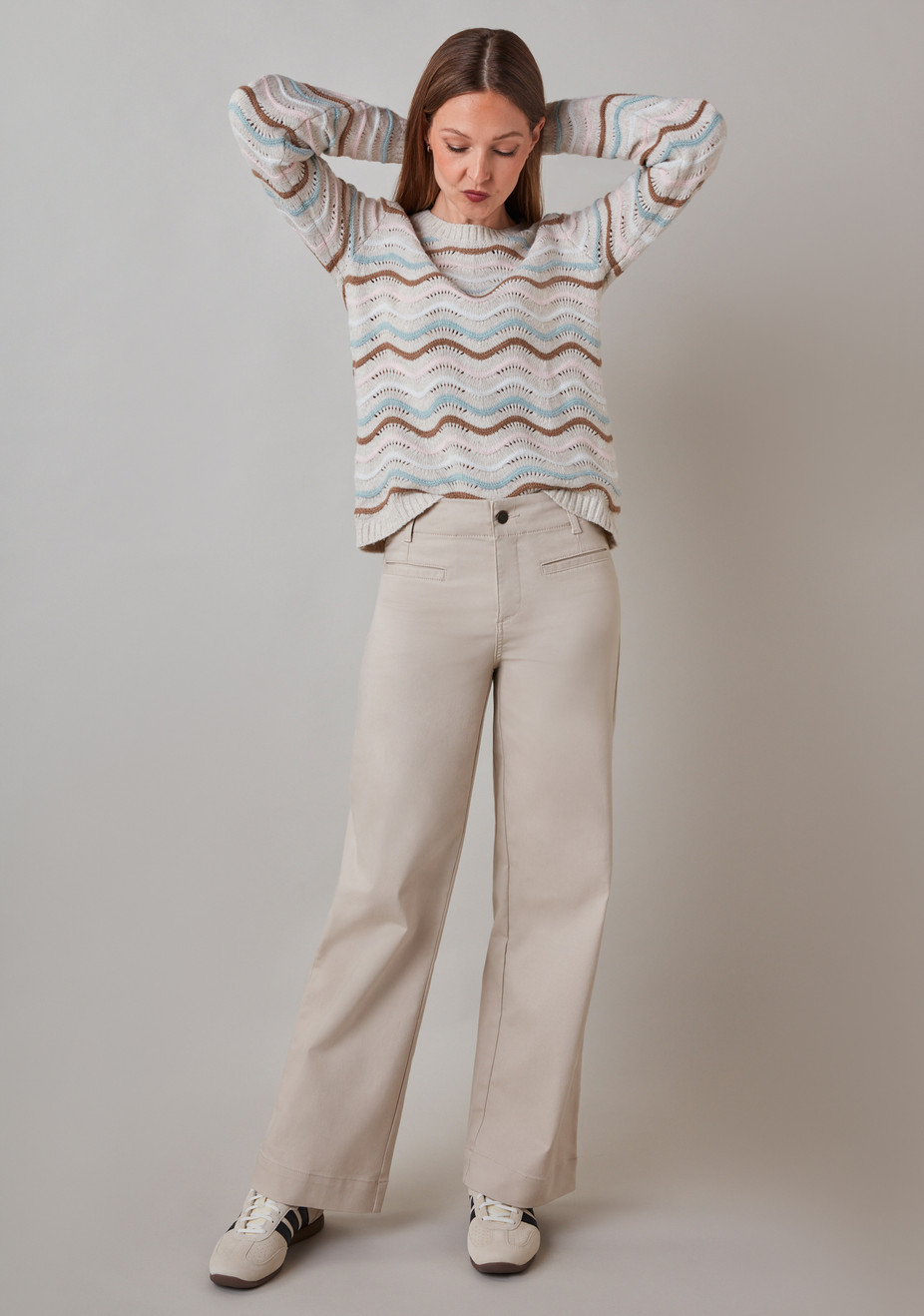 Haylie Wide Leg Denim Jean Stone