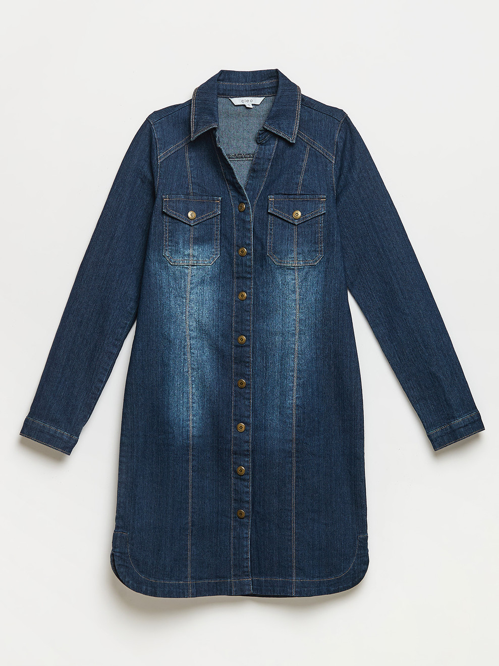 Mid Wash Denim Shirt Dress
