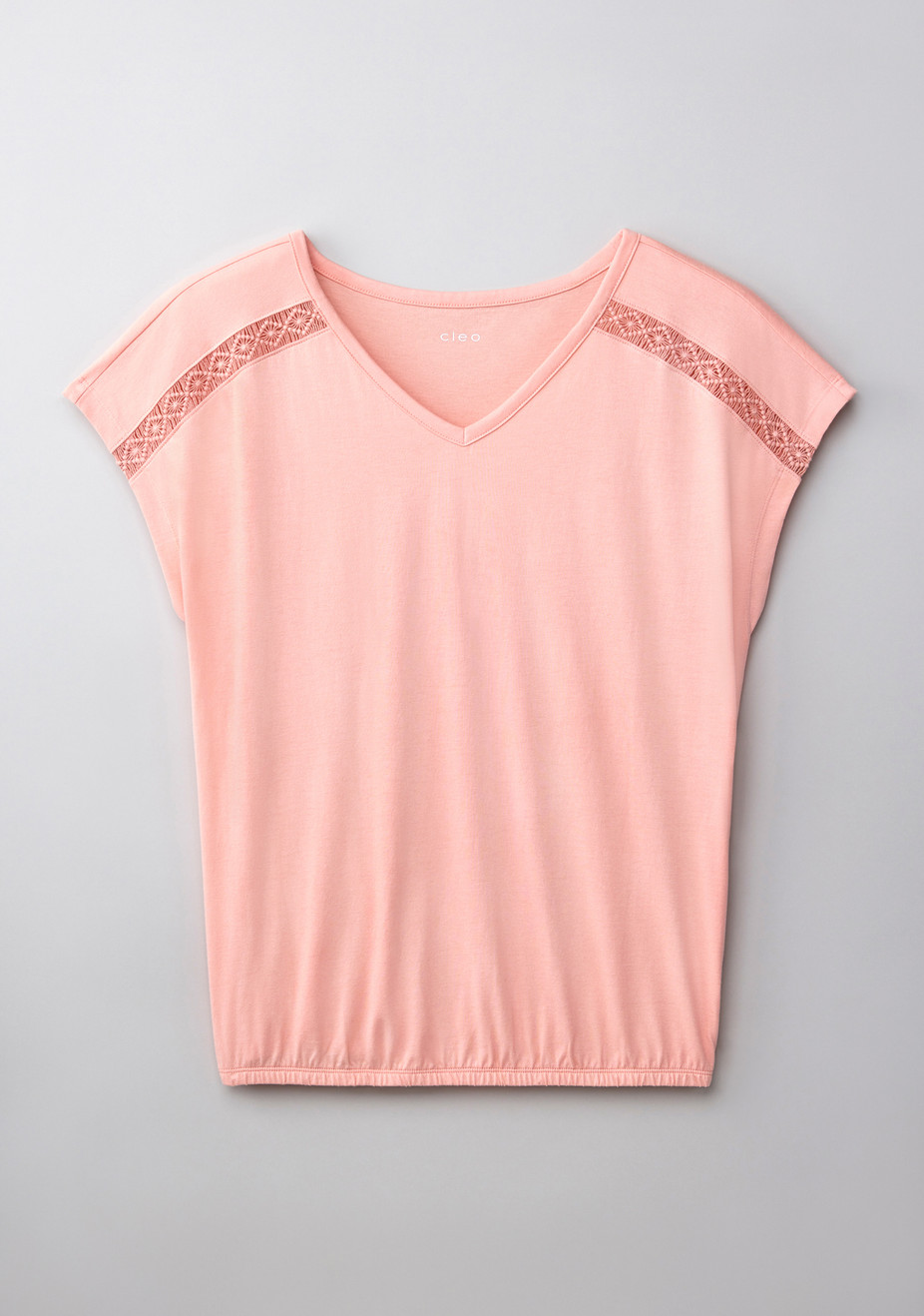 Apricot Bubble Hem Short Sleeve V Neck Tee