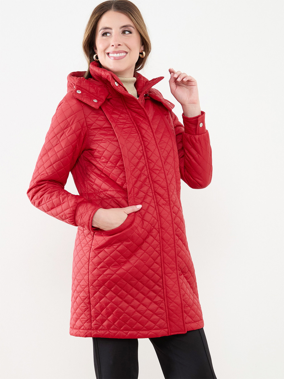 Quilted Crimson Mid-Weight Vegan Down Coat