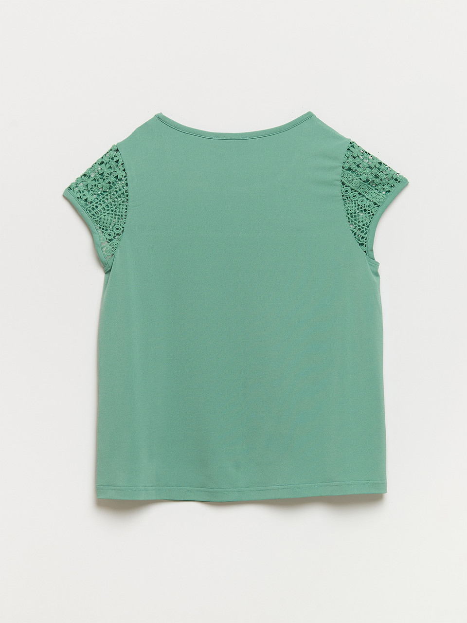 Petite Relaxed Fit Sage Short Sleeve Lace Top