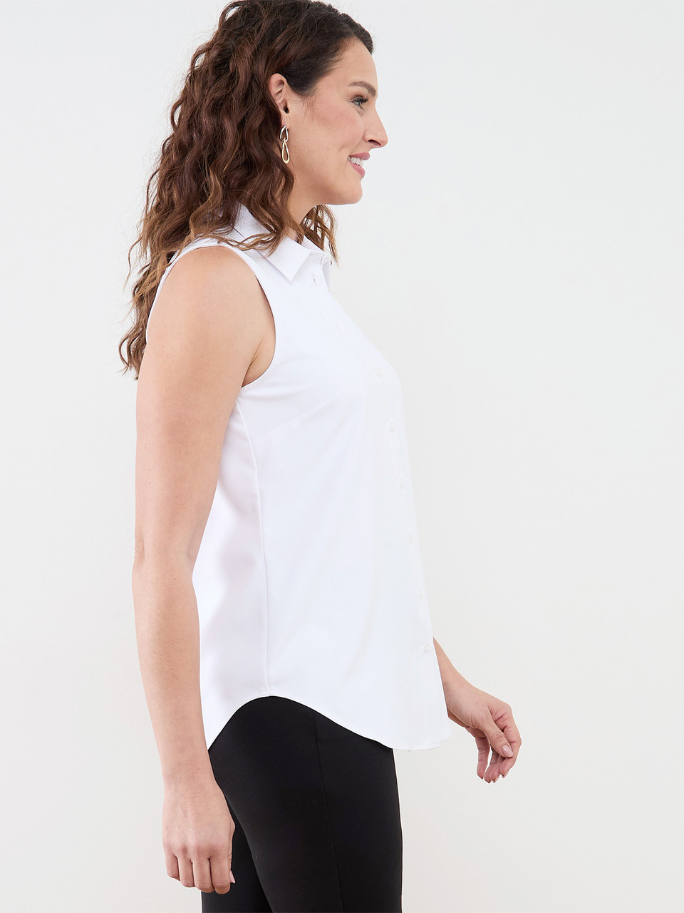 ◎cllastellar Tail Blouse white Sleeveless White Collared Blouse | Cleo