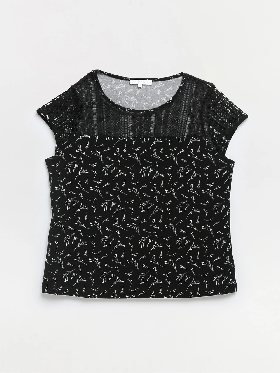 Relaxed Fit Lace Yoke Top
