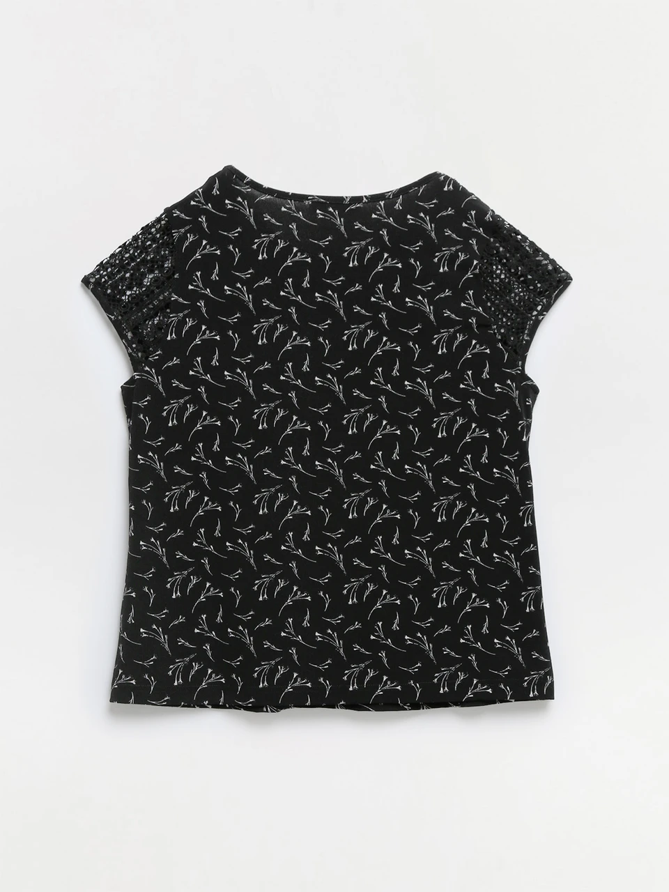 Relaxed Fit Lace Yoke Top