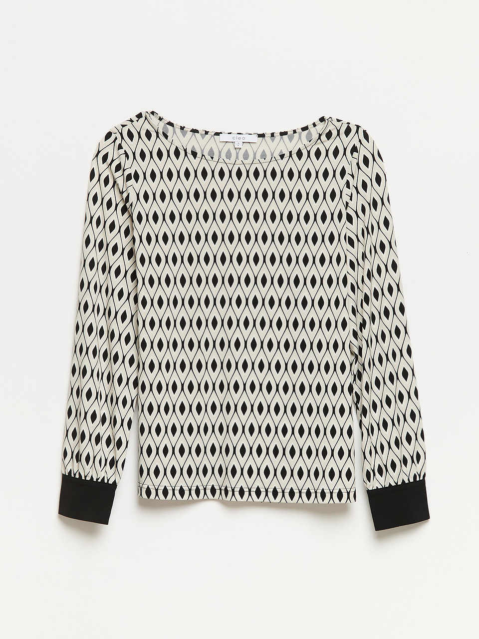 Relaxed Fit Geo Print Long Sleeve Top