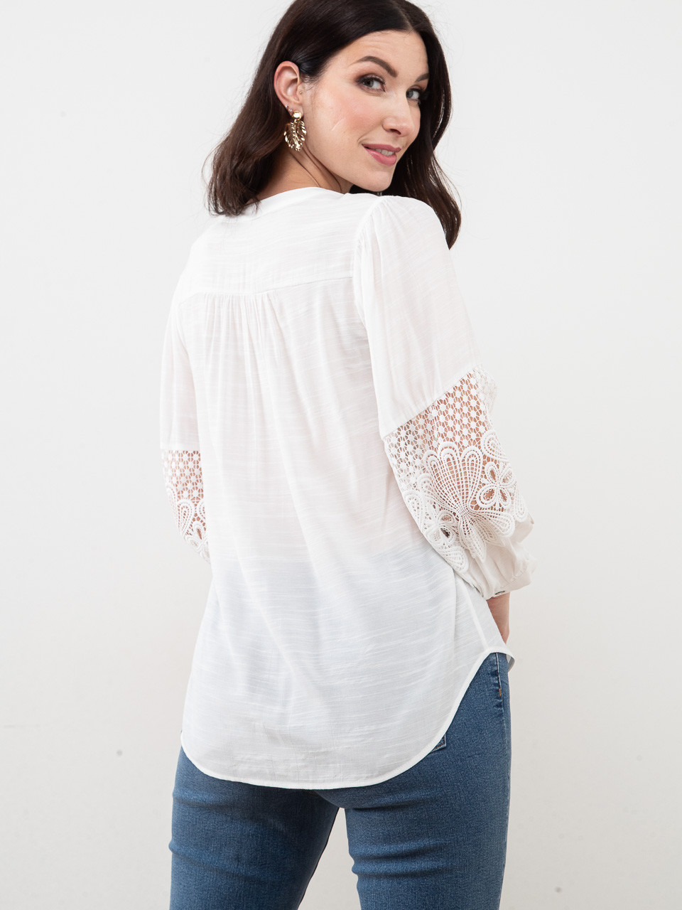 Petite Crochet Sleeve Blouse