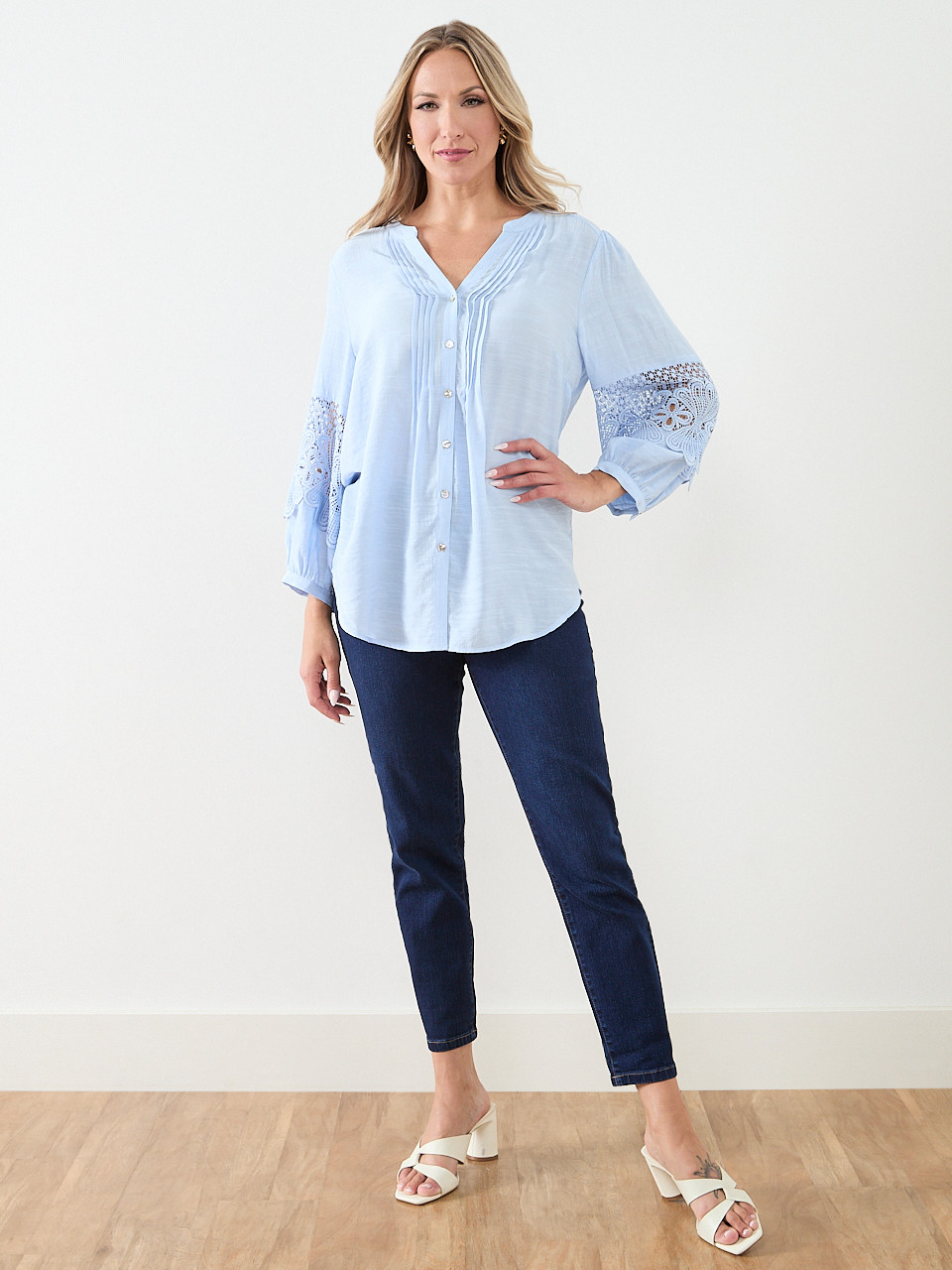 Crochet-Insert Button Blouse