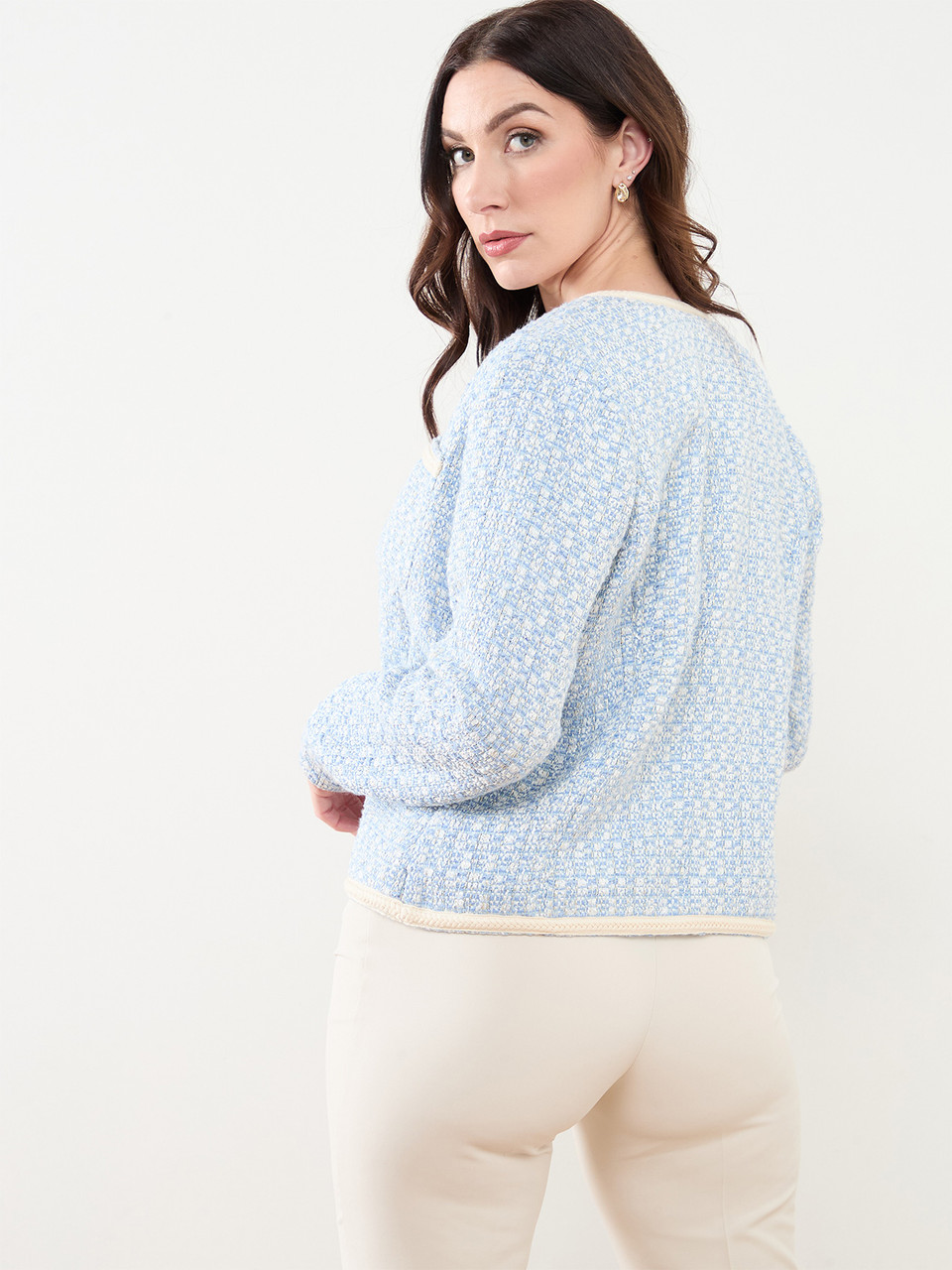 Braided Trim Tweed Blazer | Cleo