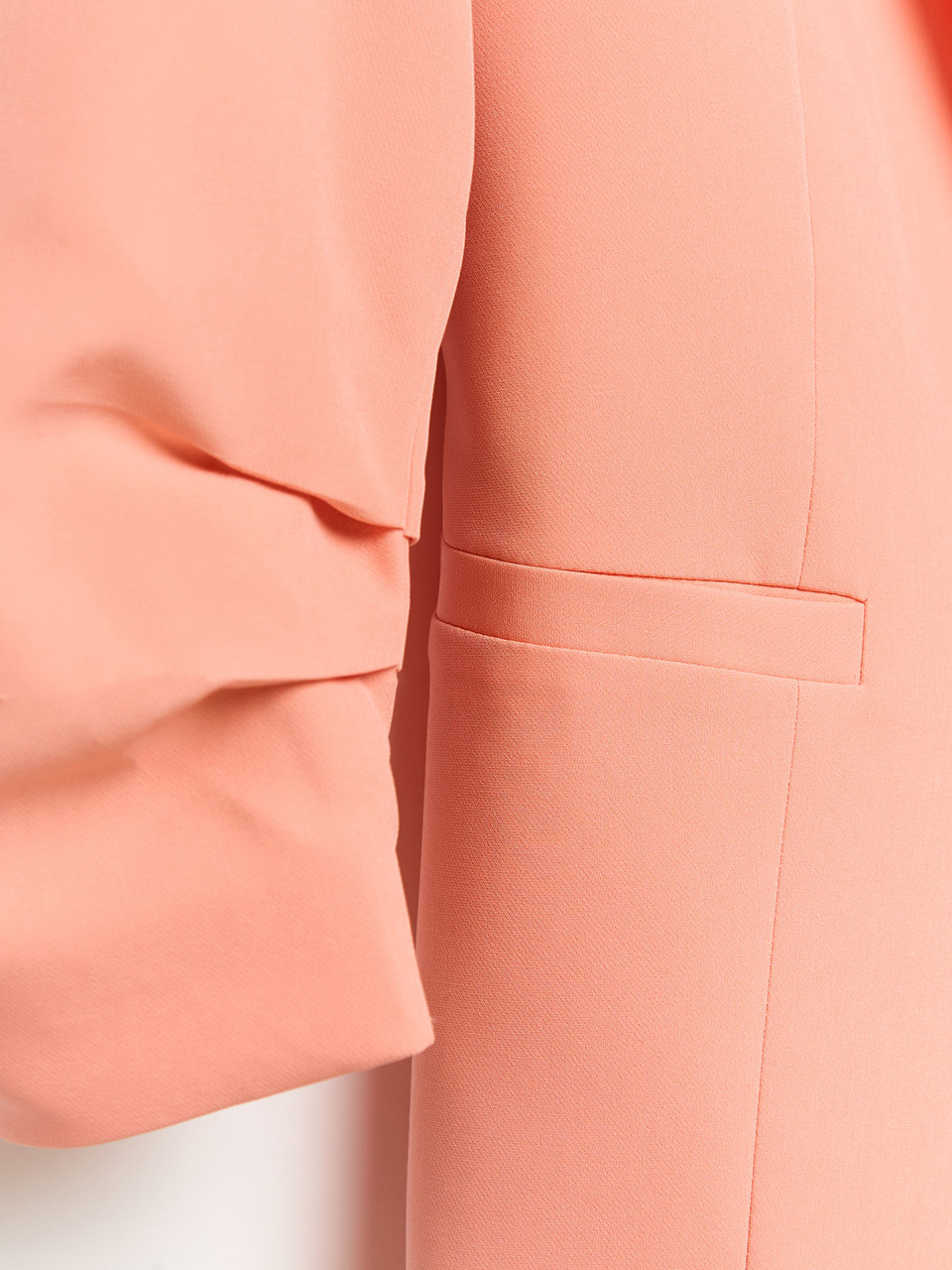 Ruched Sleeve 1-Button Blazer in Coral Ruched Sleeve 1-Button Blazer in Coral