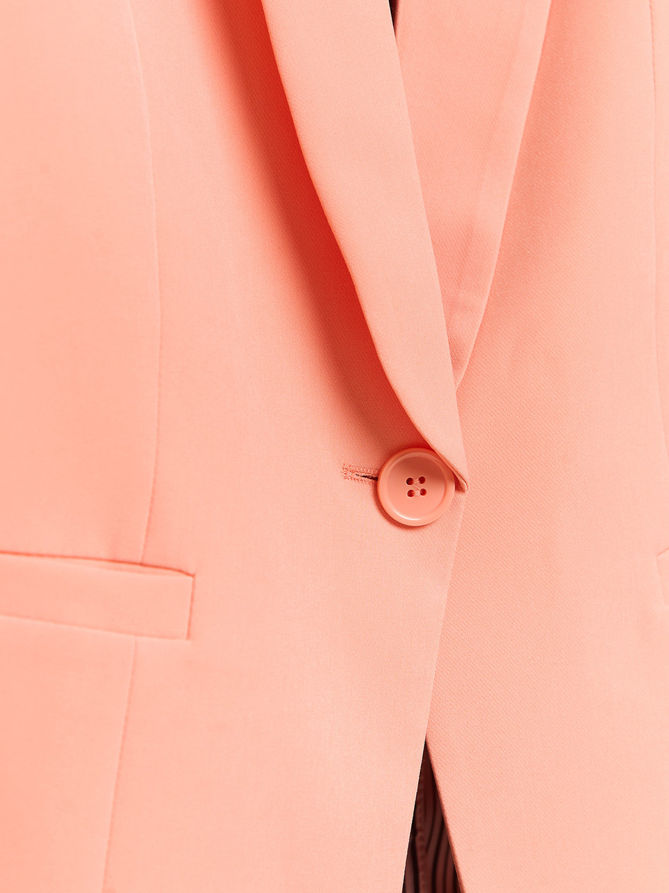 Ruched Sleeve 1-Button Blazer in Coral