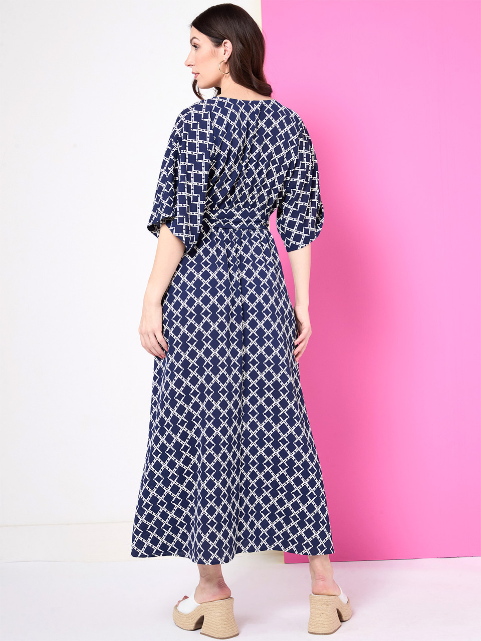 Bubble Crepe Wrap Maxi Dress