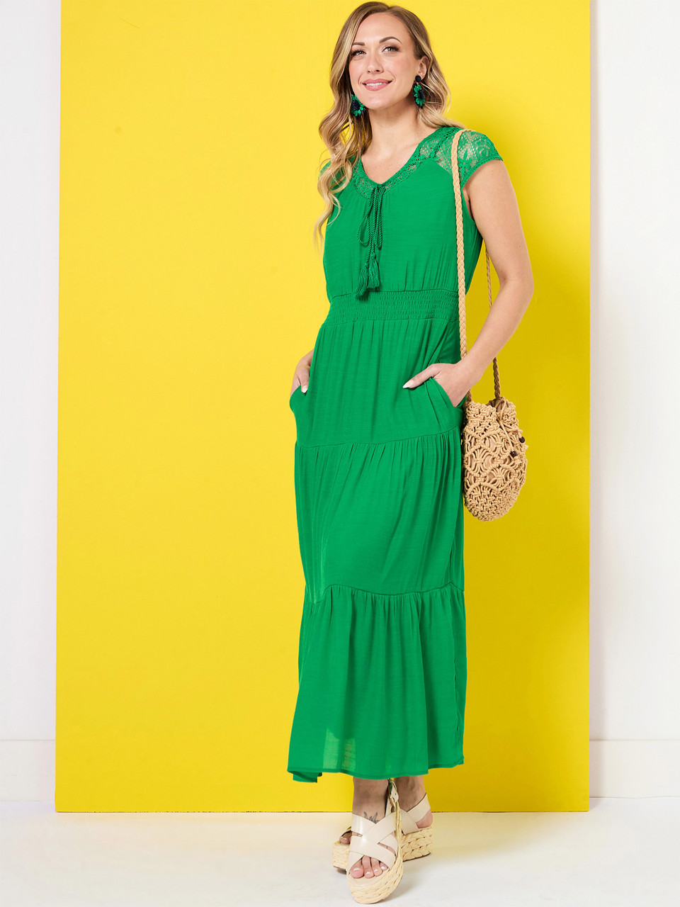 Crochet Back Maxi Dress
