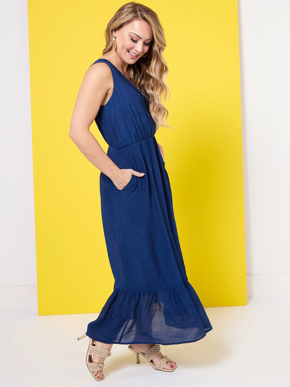 Petite Gauze Maxi Dress in White Cleo