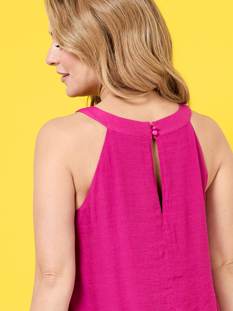 Petite Halter Midi Dress in Magenta