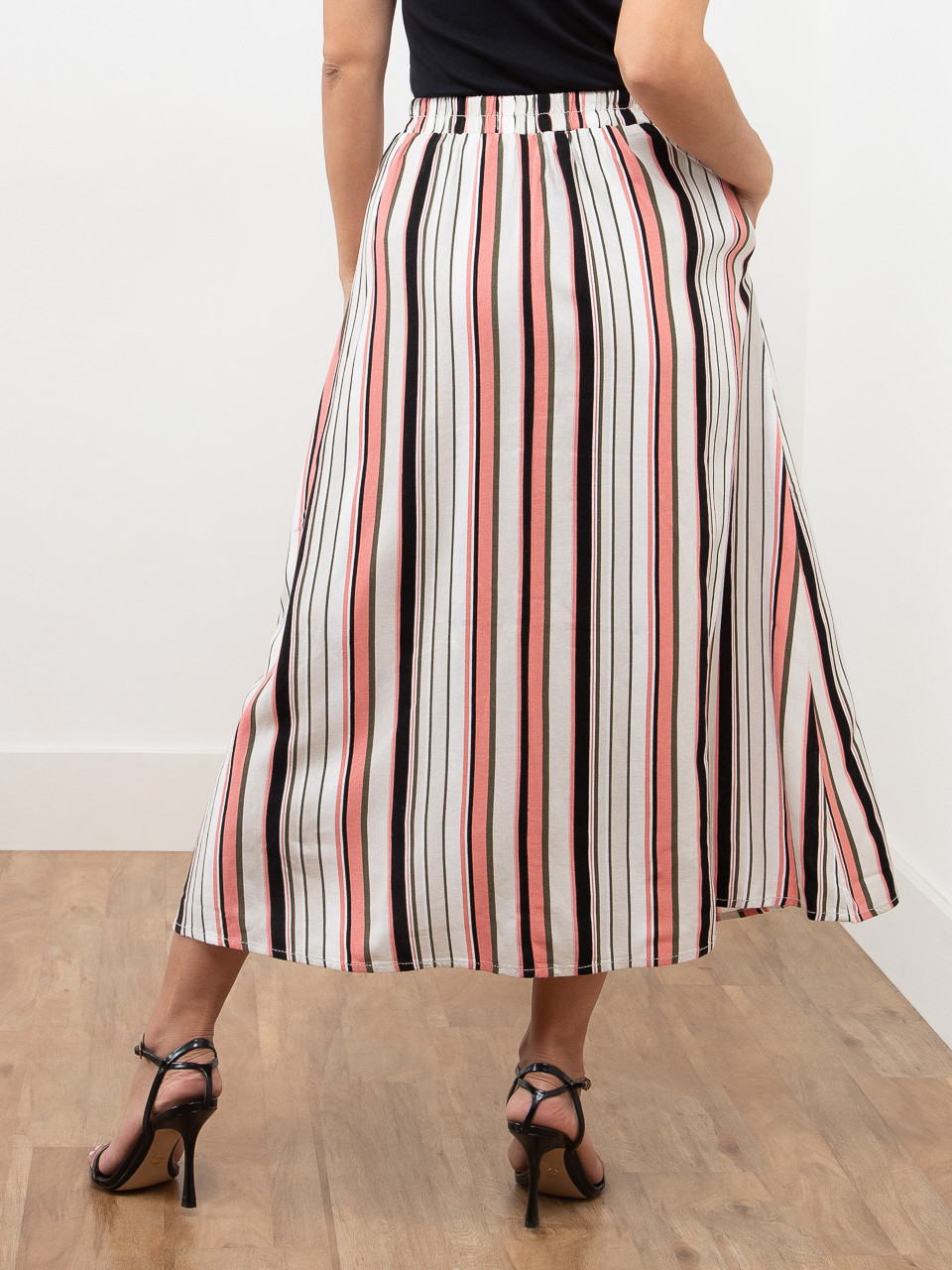 Petite Linen Blend Stripe Maxi Skirt