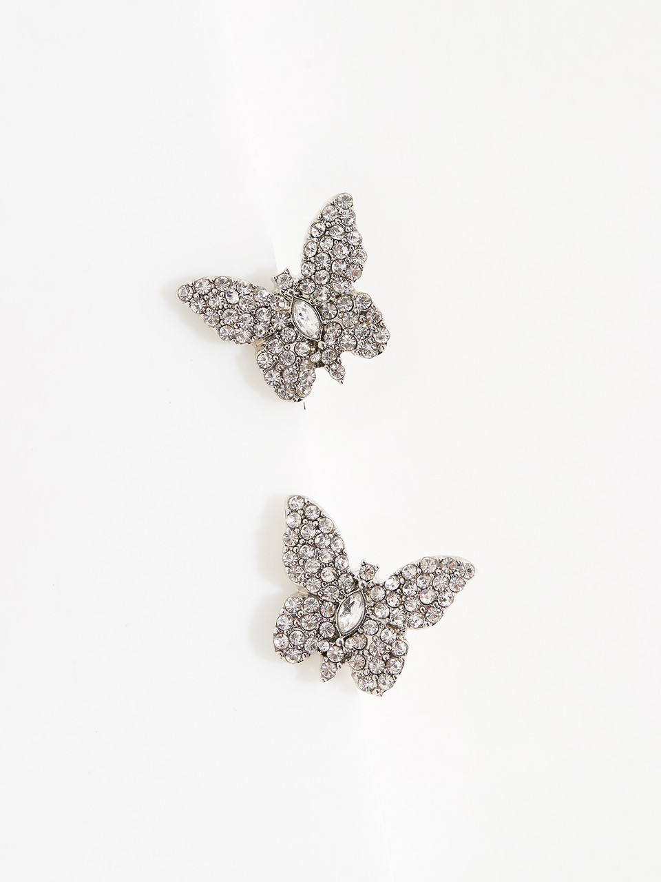 Silver Pave Butterfly Earrings