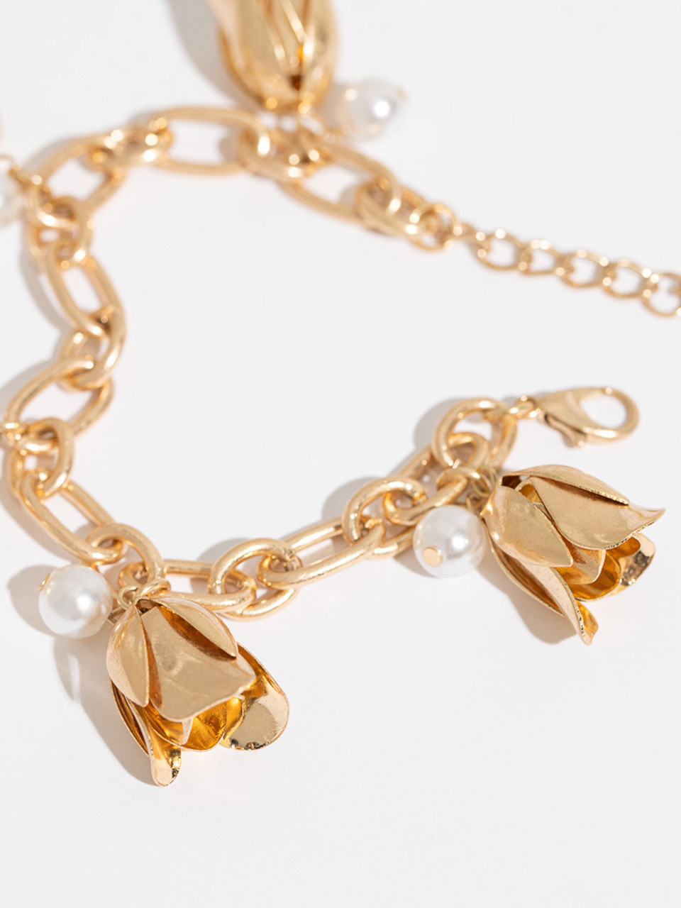 Antique Gold Floral Charm Bracelet