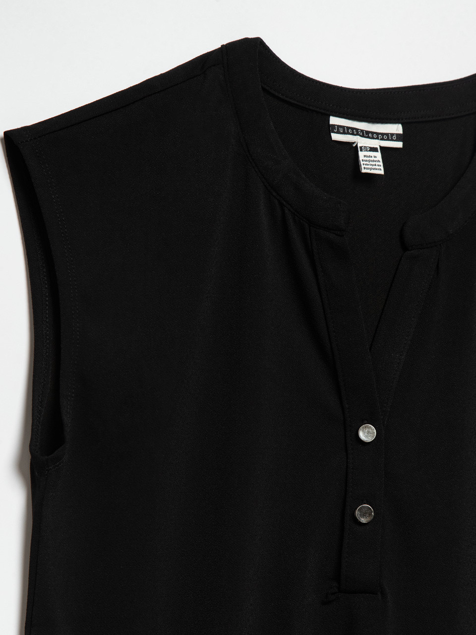 Black Cap Sleeve 2-Button Top by Jules & Leopold