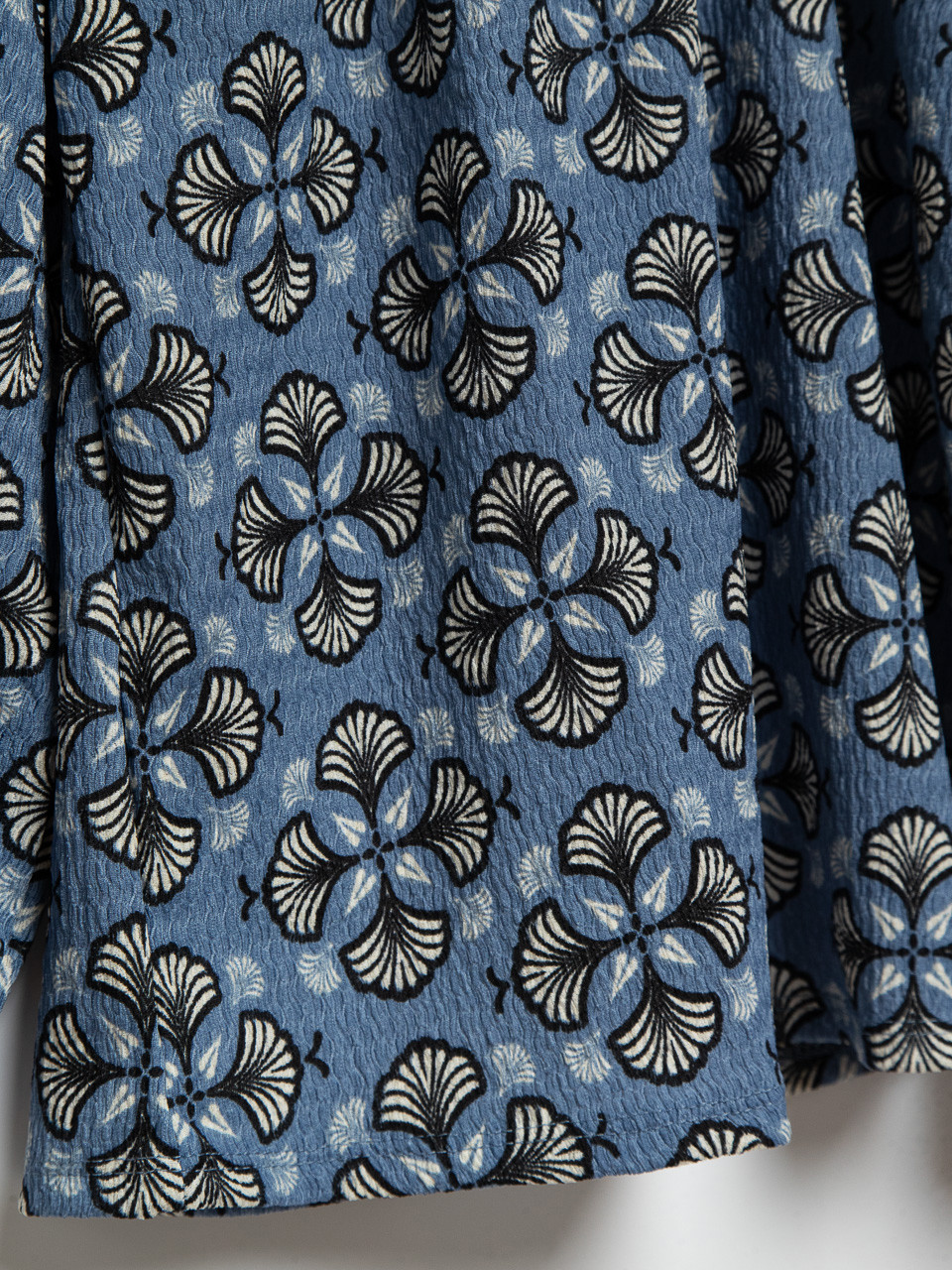 Blue/Ivory Geo Peasant Bubble Knit Top by Jules & Leopold