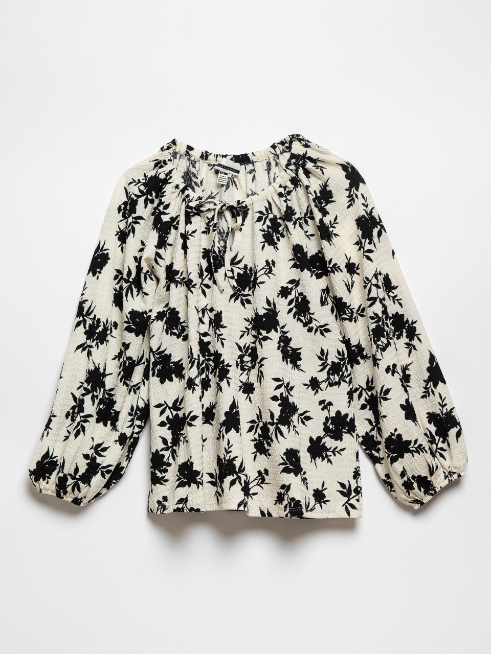 Cream/Black Floral Peasant Bubble Knit Top by Jules & Leopold