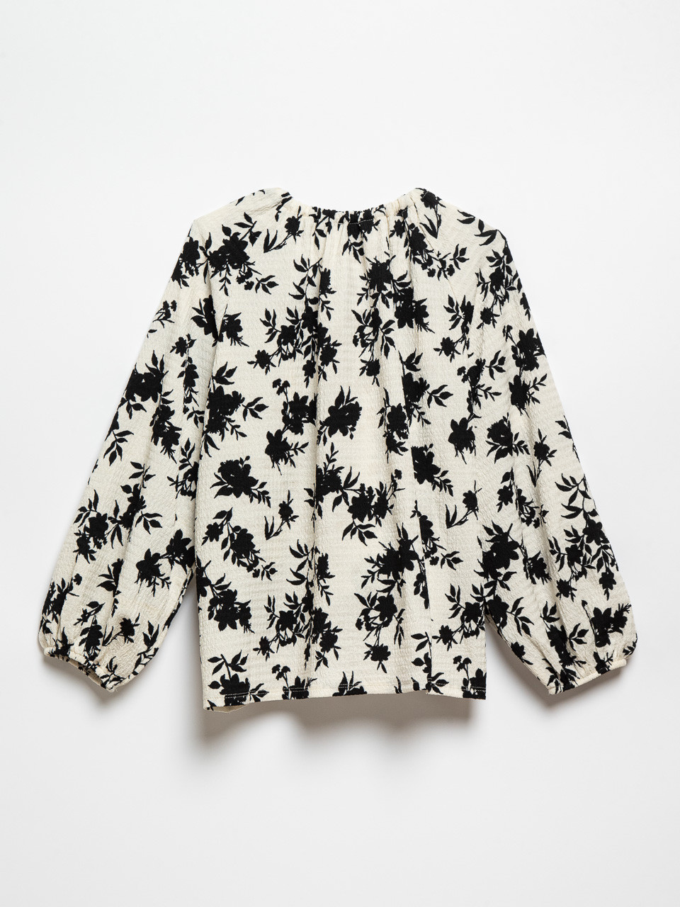 Cream/Black Floral Peasant Bubble Knit Top by Jules & Leopold