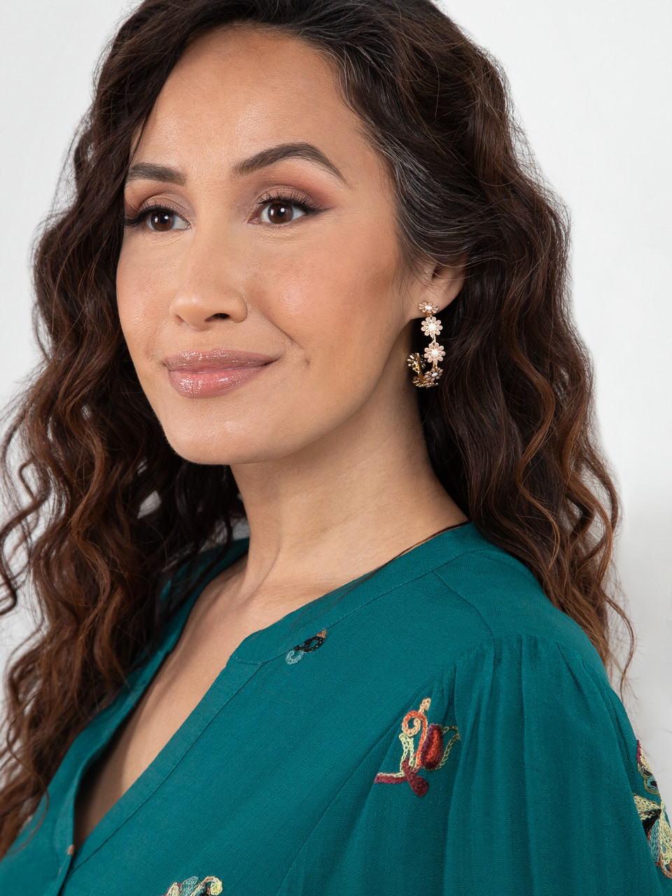 Dusty Pink Floral Hoops